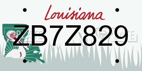 ZB7Z829 Louisiana License Plate
