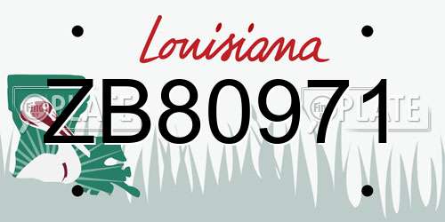 ZB80971 Louisiana License Plate