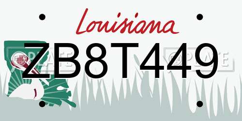 ZB8T449 Louisiana License Plate