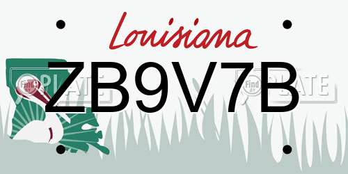 ZB9V7B Louisiana License Plate