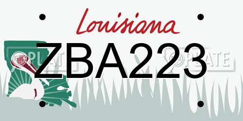 ZBA223 Louisiana License Plate