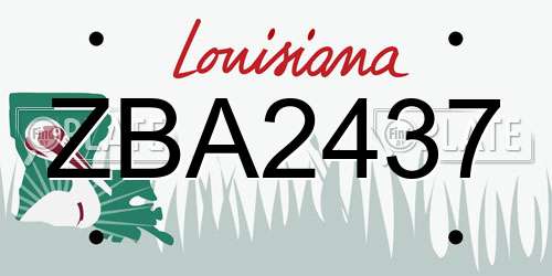 ZBA2437 Louisiana License Plate