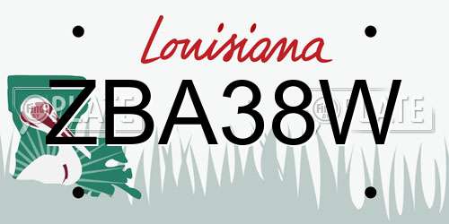 ZBA38W Louisiana License Plate