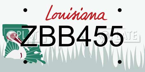 ZBB455 Louisiana License Plate