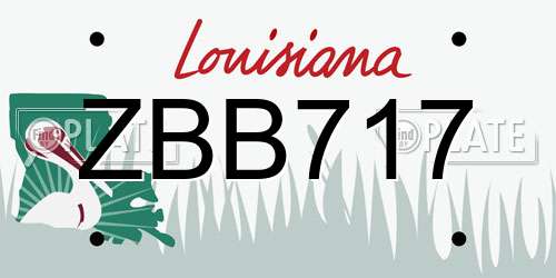ZBB717 Louisiana License Plate