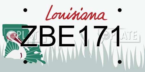 ZBE171 Louisiana License Plate