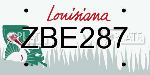 ZBE287 Louisiana License Plate
