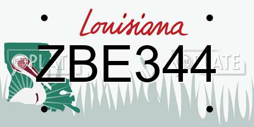 ZBE344 Louisiana License Plate