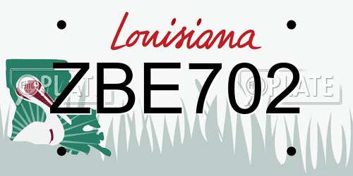 ZBE702 Louisiana License Plate