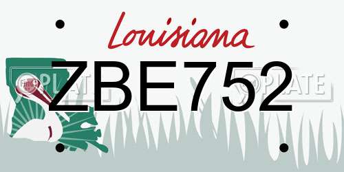 ZBE752 Louisiana License Plate