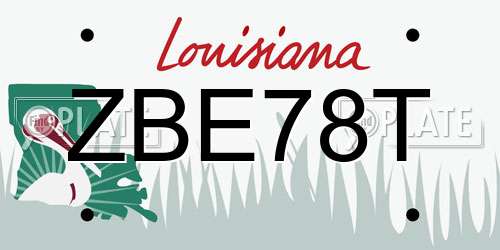 ZBE78T Louisiana License Plate