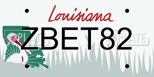 ZBET82 Louisiana License Plate