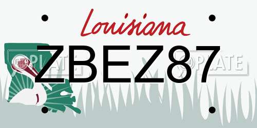 ZBEZ87 Louisiana License Plate