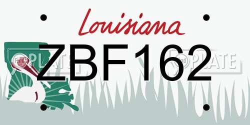 ZBF162 Louisiana License Plate