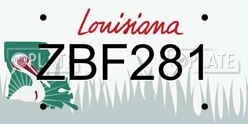 ZBF281 Louisiana License Plate