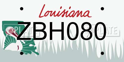 ZBH080 Louisiana License Plate