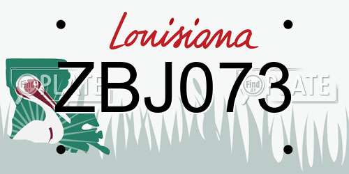 ZBJ073 Louisiana License Plate