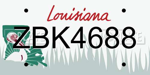 ZBK4688 Louisiana License Plate