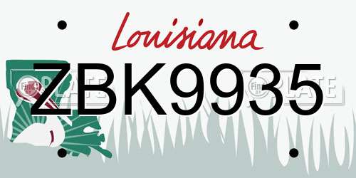 ZBK9935 Louisiana License Plate