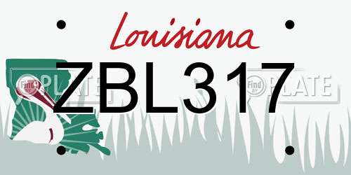 ZBL317 Louisiana License Plate