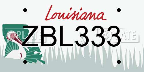 ZBL333 Louisiana License Plate
