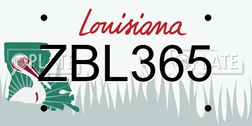 ZBL365 Louisiana License Plate