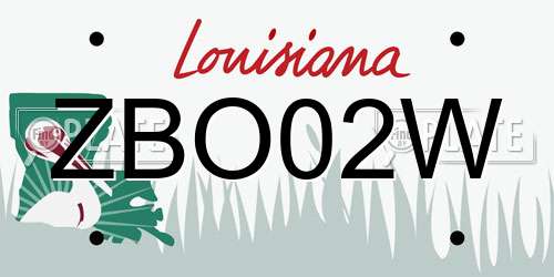 ZBO02W Louisiana License Plate