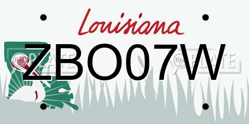 ZBO07W Louisiana License Plate
