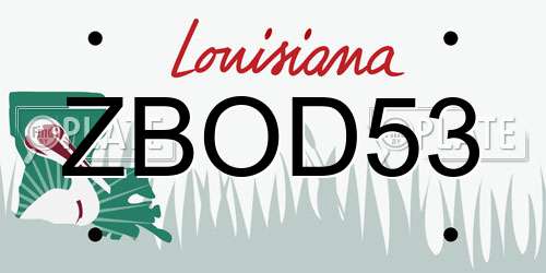 ZBOD53 Louisiana License Plate