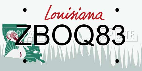 ZBOQ83 Louisiana License Plate