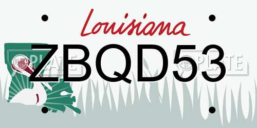 ZBQD53 Louisiana License Plate