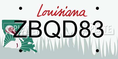 ZBQD83 Louisiana License Plate