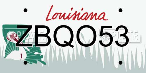 ZBQO53 Louisiana License Plate