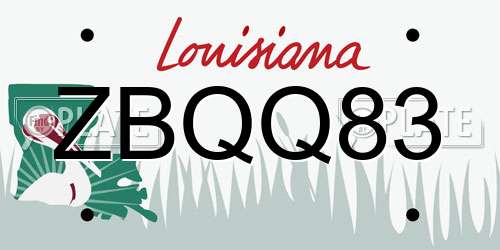 ZBQQ83 Louisiana License Plate