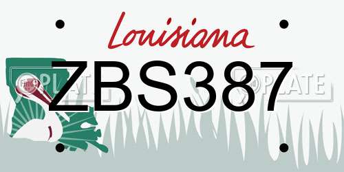 ZBS387 Louisiana License Plate