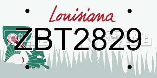 ZBT2829 Louisiana License Plate