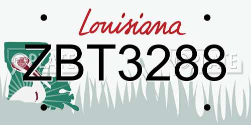 ZBT3288 Louisiana License Plate
