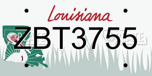 ZBT3755 Louisiana License Plate