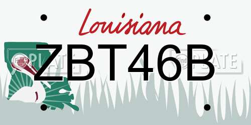 ZBT46B Louisiana License Plate