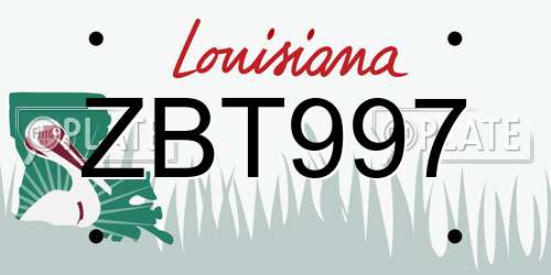 ZBT997 Louisiana License Plate
