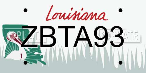 ZBTA93 Louisiana License Plate