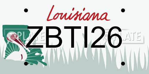 ZBTI26 Louisiana License Plate