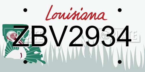 ZBV2934 Louisiana License Plate