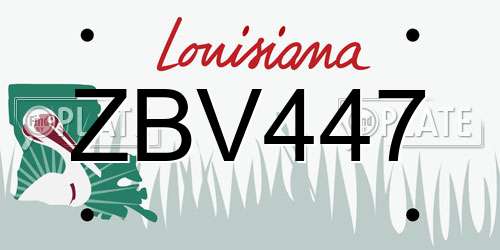 ZBV447 Louisiana License Plate