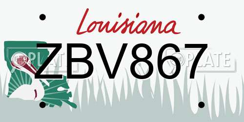 ZBV867 Louisiana License Plate