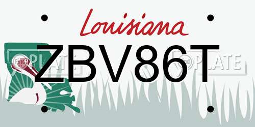 ZBV86T Louisiana License Plate