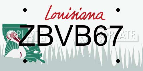 ZBVB67 Louisiana License Plate