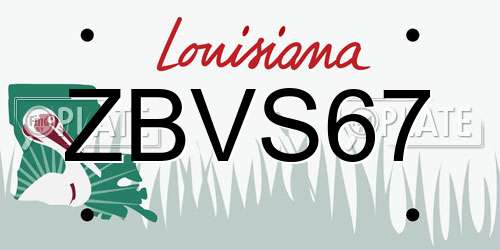 ZBVS67 Louisiana License Plate