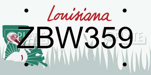 ZBW359 Louisiana License Plate