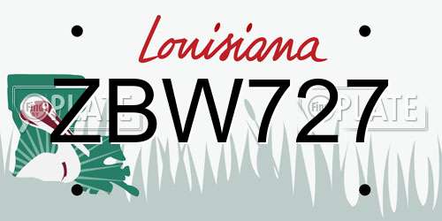 ZBW727 Louisiana License Plate